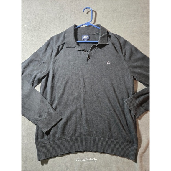 Lands' End JPMorgan Chase Employee Men's Medium Black Long Sleeve Polo Sweater